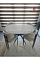 Oliva Masa Badem Sandalye Takımı - Açılabilir Yuvarlak Mdf Masa + 6 Sandalye | Mutfak 100x100