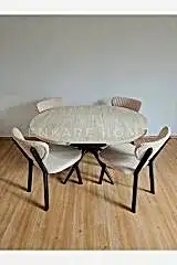 Oliva Masa Papatya Sandalye, Yuvarlak Açılabilir Mdf Masa, Mutfak, Salon Masası | 100x100