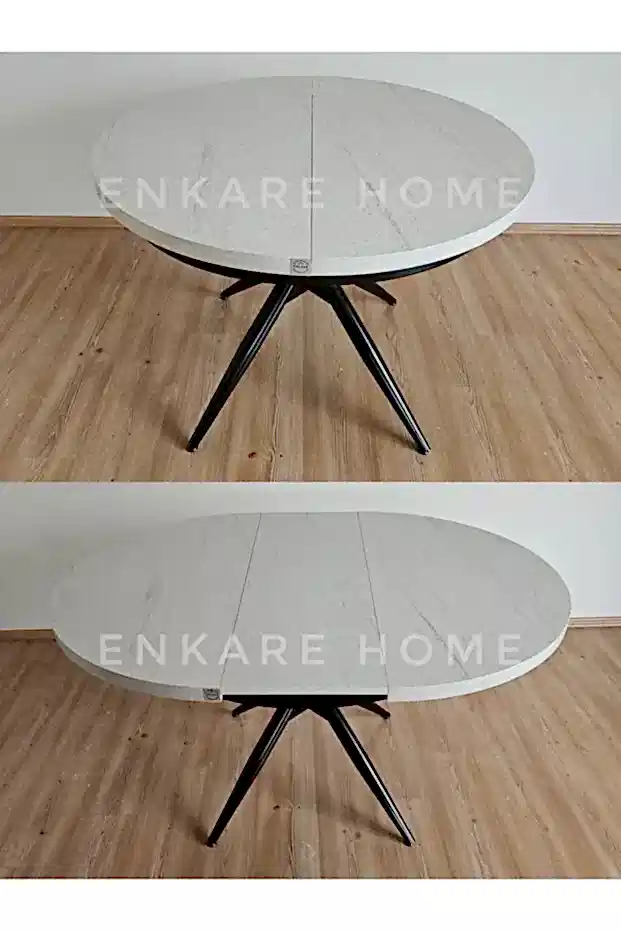 Oliva Yuvarlak Açılabilir Yemek Masası – 100x100 - 140 cm | 4-6 Kişilik | Mdf Mutfak ve Salon