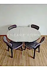 Oliva Masa Papatya Sandalye, Yuvarlak Açılabilir Mdf Masa, Mutfak, Salon Masası | 100x100