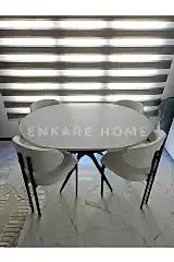 Oliva Masa Badem Sandalye Takımı - Açılabilir Yuvarlak Mdf Masa + 4 Sandalye | Mutfak, Salon 100x100