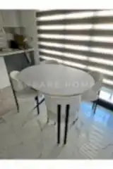 Oliva Masa Badem Sandalye Takımı - Açılabilir Yuvarlak Mdf Masa + 4 Sandalye | Mutfak, Salon 100x100